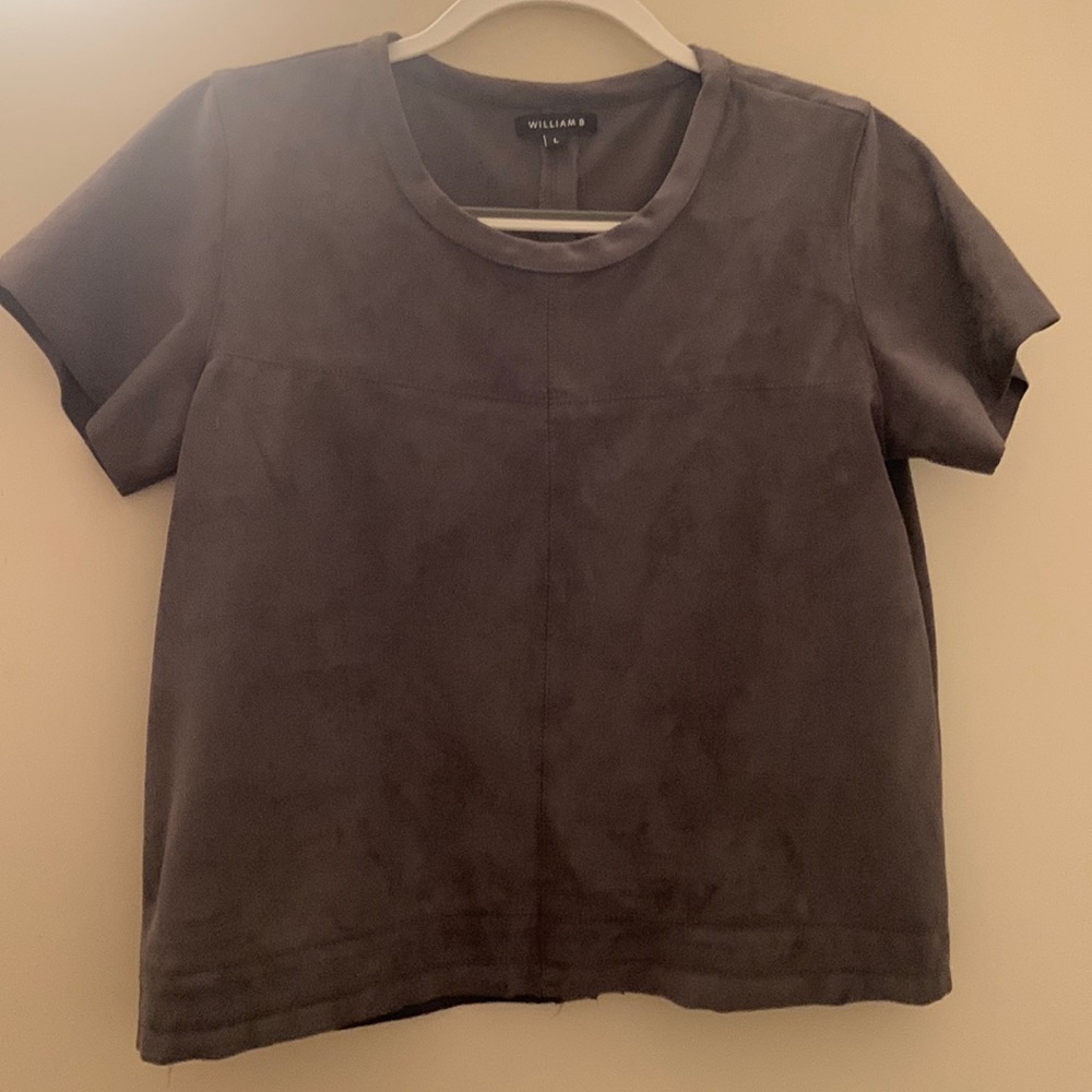 Grey Faux Suede Boxy Top by Willam B